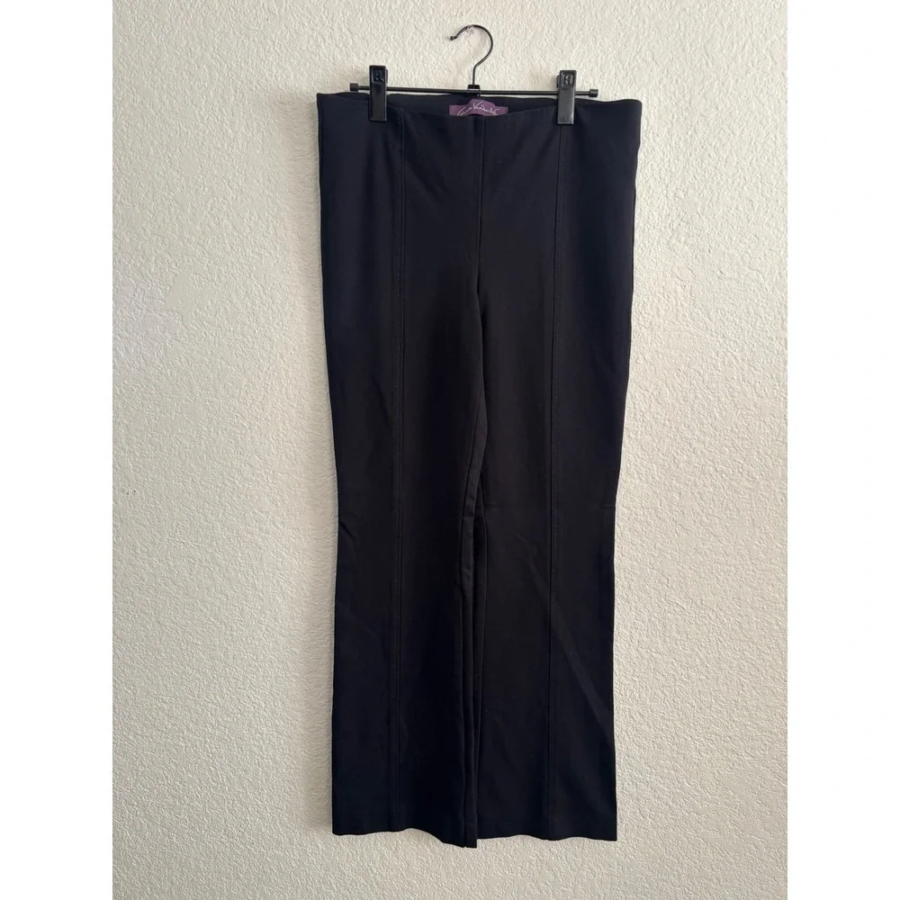 Gloria Vanderbilt Dress Pants 8 Excellent Black Seamed Flare Pull On Stretch